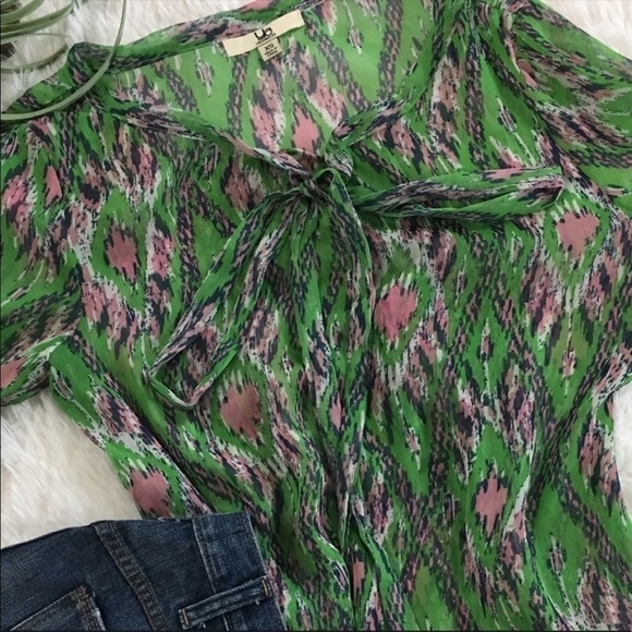 YA Los Angeles green sheer blouse tie - Picture 3 of 8